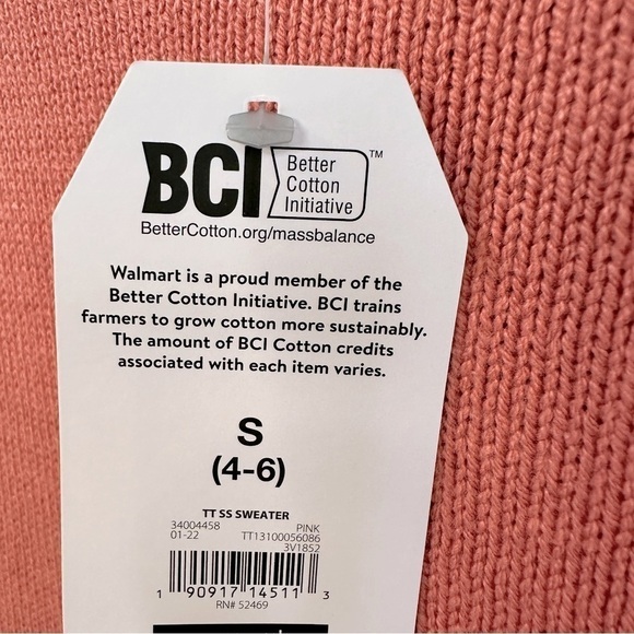 NWT Time and Tru Crewneck Short Sleeve Sweater Pink Camellia Size Small - Picture 10 of 15